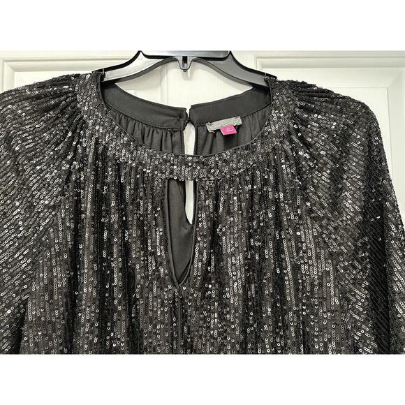 Vince Camuto Blouse Plus Size3X 3/4 Balloons Sleeves Sequin Keyhole Blouse - Picture 3 of 8